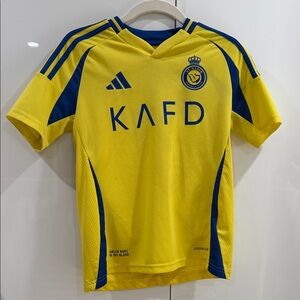 Yellow and Blue Ronaldo Soccer Jersey Youth Medium